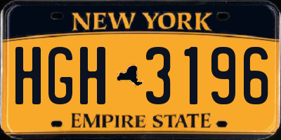NY license plate HGH3196