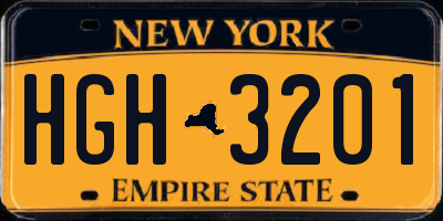 NY license plate HGH3201