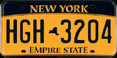 NY license plate HGH3204