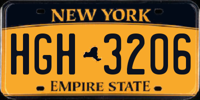 NY license plate HGH3206