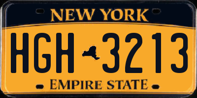 NY license plate HGH3213