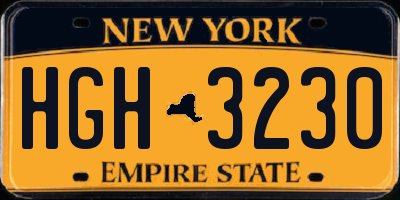 NY license plate HGH3230