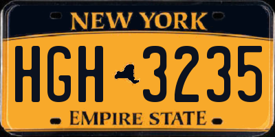 NY license plate HGH3235