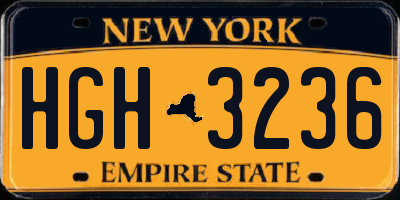 NY license plate HGH3236