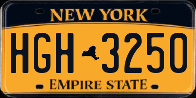 NY license plate HGH3250