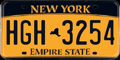 NY license plate HGH3254
