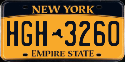 NY license plate HGH3260