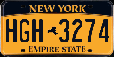 NY license plate HGH3274
