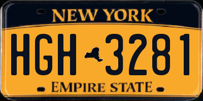 NY license plate HGH3281