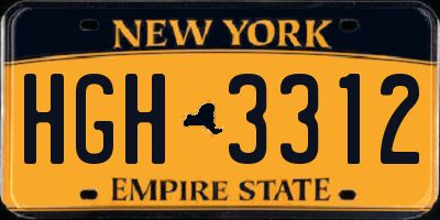 NY license plate HGH3312