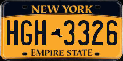 NY license plate HGH3326