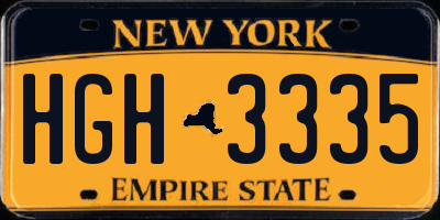 NY license plate HGH3335