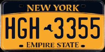 NY license plate HGH3355
