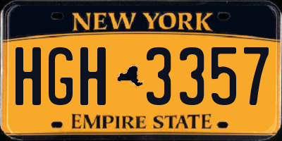 NY license plate HGH3357