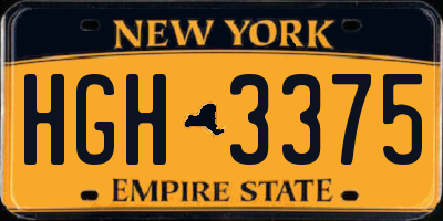 NY license plate HGH3375