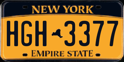 NY license plate HGH3377