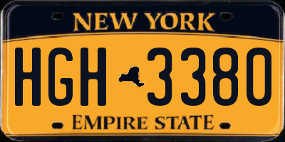 NY license plate HGH3380