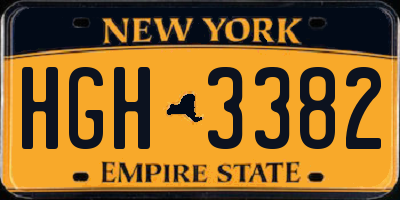 NY license plate HGH3382