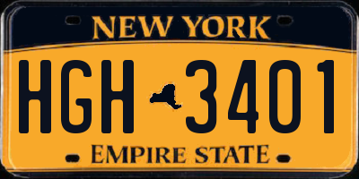NY license plate HGH3401