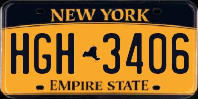 NY license plate HGH3406