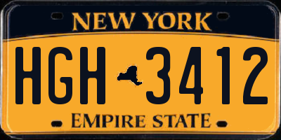 NY license plate HGH3412