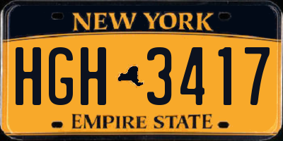 NY license plate HGH3417