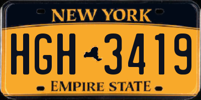NY license plate HGH3419