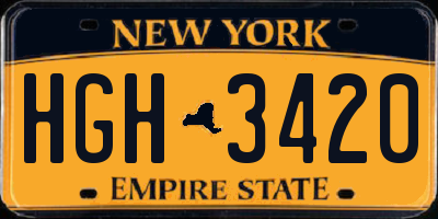 NY license plate HGH3420