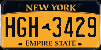 NY license plate HGH3429
