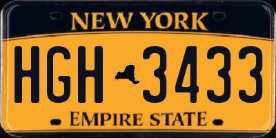NY license plate HGH3433