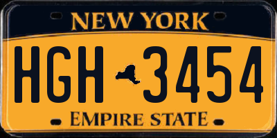 NY license plate HGH3454