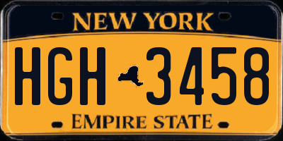 NY license plate HGH3458