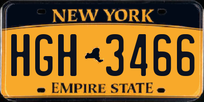 NY license plate HGH3466