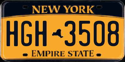 NY license plate HGH3508