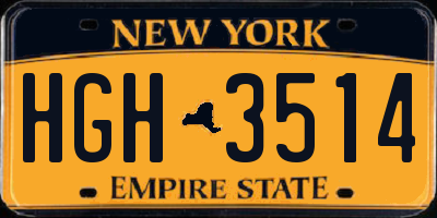 NY license plate HGH3514