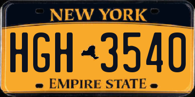NY license plate HGH3540