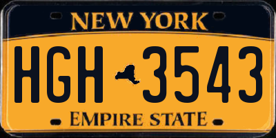 NY license plate HGH3543