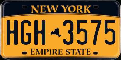 NY license plate HGH3575