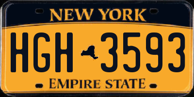 NY license plate HGH3593