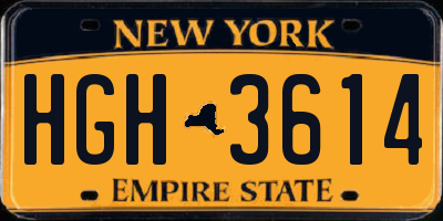 NY license plate HGH3614