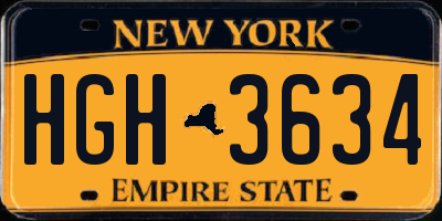 NY license plate HGH3634