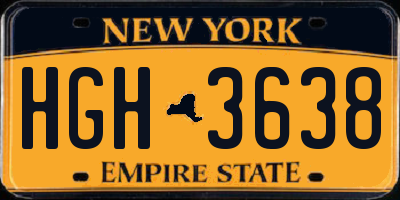 NY license plate HGH3638