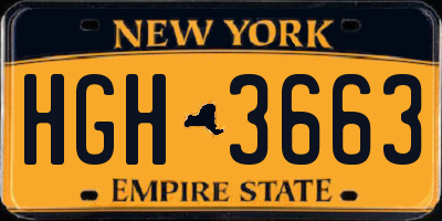 NY license plate HGH3663