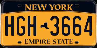 NY license plate HGH3664