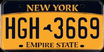NY license plate HGH3669