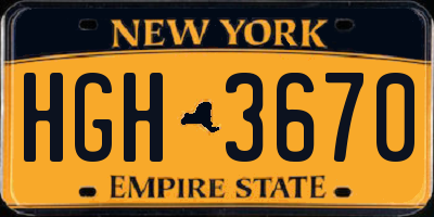 NY license plate HGH3670