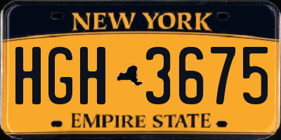 NY license plate HGH3675