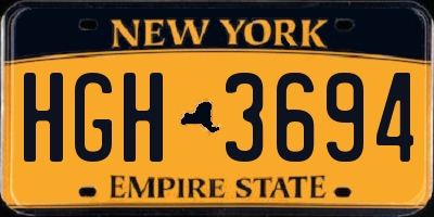NY license plate HGH3694