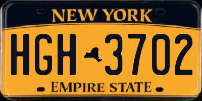 NY license plate HGH3702