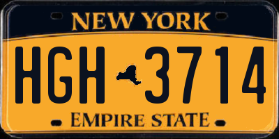 NY license plate HGH3714